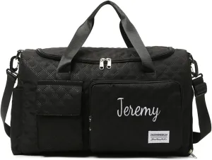 Personalized Weekender Duffle Bag for Women - Carry On Travel Bag with Shoe Compartment & Wet Pocket, Personalized Gym Tote for Workouts, Hospital Labor Delivery, Overnight Trips(Black)