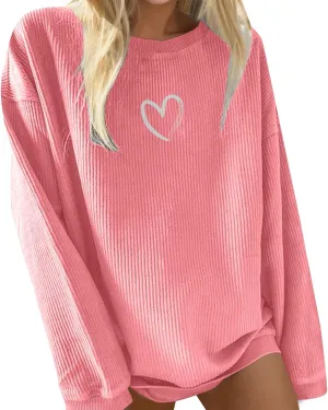 PGOJUNI Crewneck Sweatshirts for Teen Girls, Womens Sweatshirt Loose Waffle Daisy Graphic Casual Long Sleeve Basic Blouse