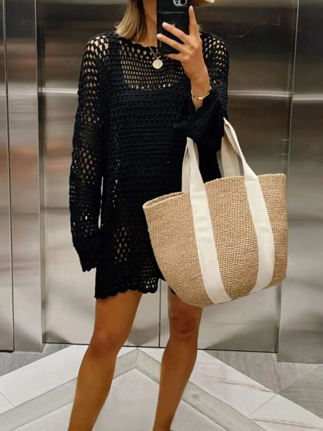 Prinbara Crochet Cover Up for Women Swimsuit Summer Bathing Suit 2025 Swim Hollow Out Bikini Swimwear Mesh Knit Beach Dress