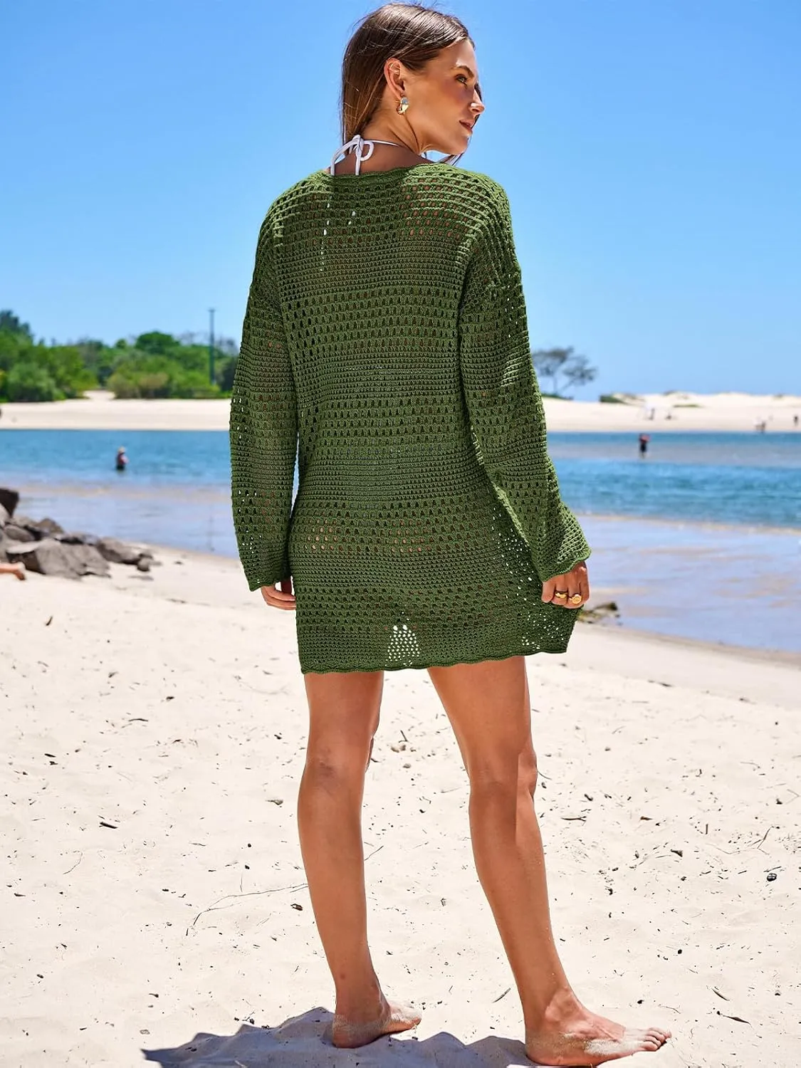 Prinbara Crochet Cover Up for Women Swimsuit Summer Bathing Suit 2025 Swim Hollow Out Bikini Swimwear Mesh Knit Beach Dress