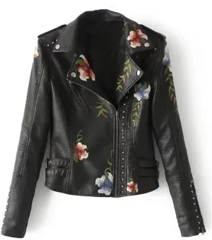 PU Leather Rivet Coat Moto & Biker Streetwear Zipper Women's Jackets Spring Clothes