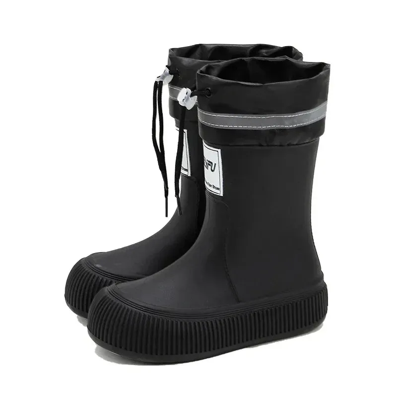 Rain Boots Women Anti Slip Trend Lightweight Soft Rain Shoes Outdoor Fishing Thick Sole Waterproof Shoes Fashion Comfy 2024