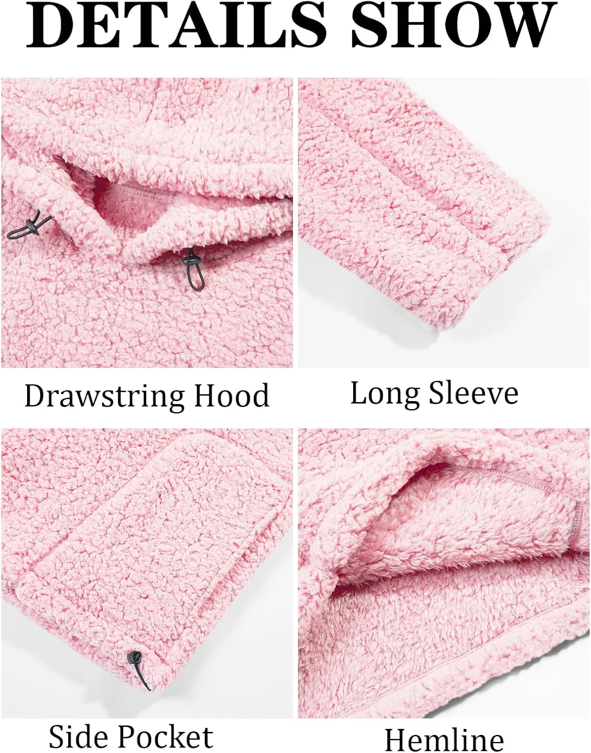 Runcati Mens Sherpa Hoodies Fleece Fuzzy Casual Pullover Long Sleeve Fall Winter Warm Sweatshirts