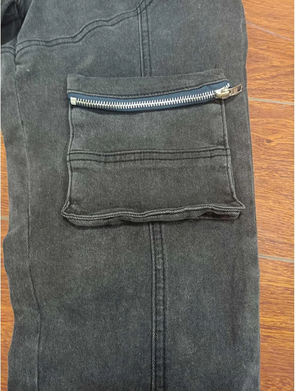 Sexyshine Women's High Waist Multi-Pocket Cargo Jeans Y2K Skinny Long Stretch Pencil Denim Pants