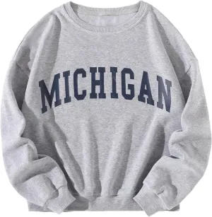 SHENHE Women's Graphic Letter Print Sweatshirt Long Sleeve Pullover Thermal Top