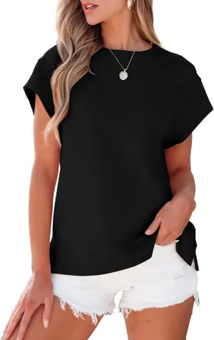 SHEWIN Oversized T Shirts for Women Crewneck Short Sleeve Casual Summer Tops Tees