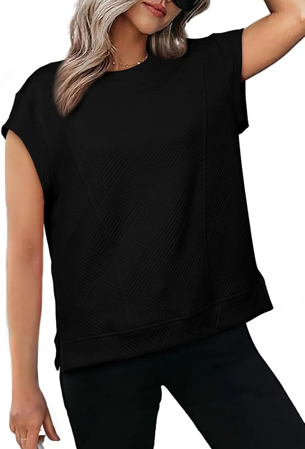 SHEWIN Oversized T Shirts for Women Crewneck Short Sleeve Casual Summer Tops Tees