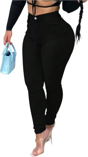 Skinny Jeans for Women Stretchy Butt Lifting High Waisted Jeans Trendy Tummy Control Summer Denim Leggings with Pockets