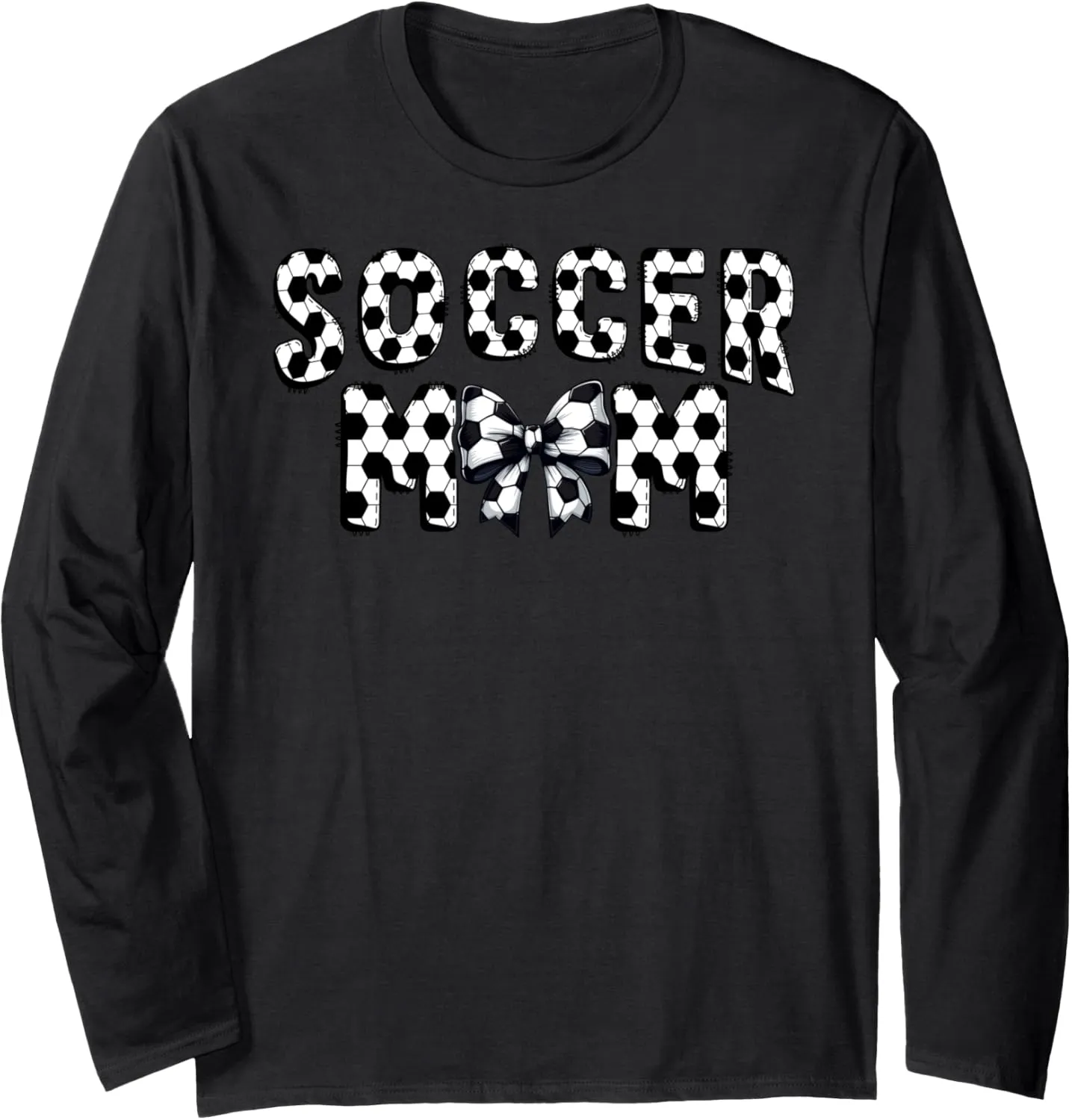 Soccer Mom Pattern Bow Shirt Football Game Pride Graphic Long Sleeve T-Shirt