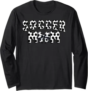 Soccer Mom Pattern Bow Shirt Football Game Pride Graphic Long Sleeve T-Shirt