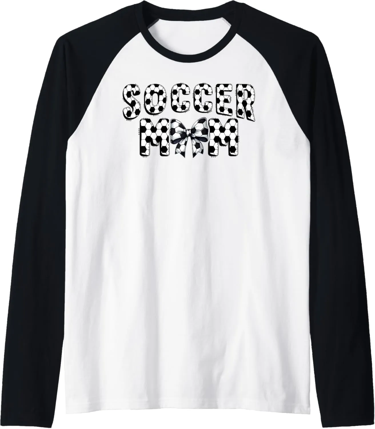 Soccer Mom Pattern Bow Shirt Football Game Pride Graphic Raglan Baseball Tee