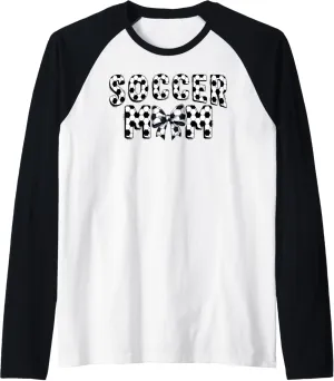Soccer Mom Pattern Bow Shirt Football Game Pride Graphic Raglan Baseball Tee