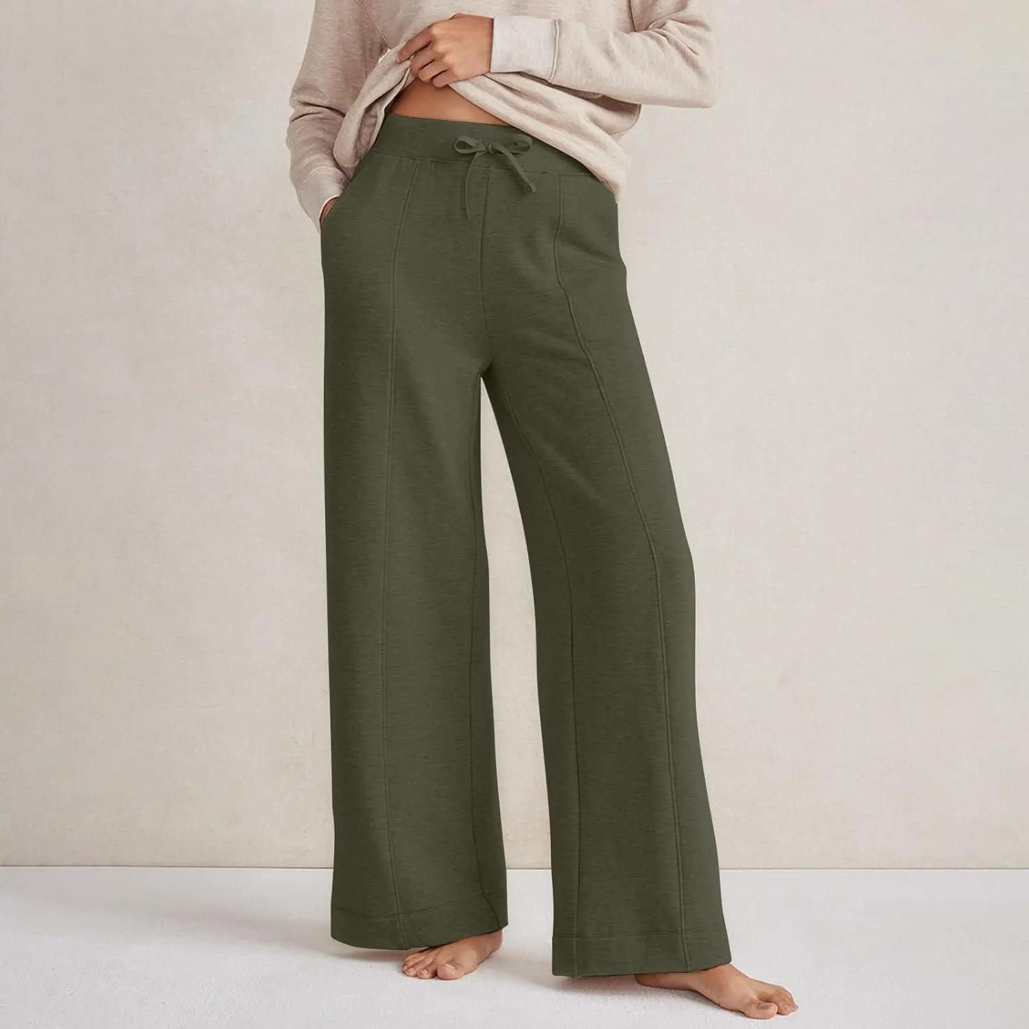 Straight Wide Leg Sweatpants for Women Baggy Drawstring Low Rise Flare Sweatpants Oversized Lounge Pants with Pocket
