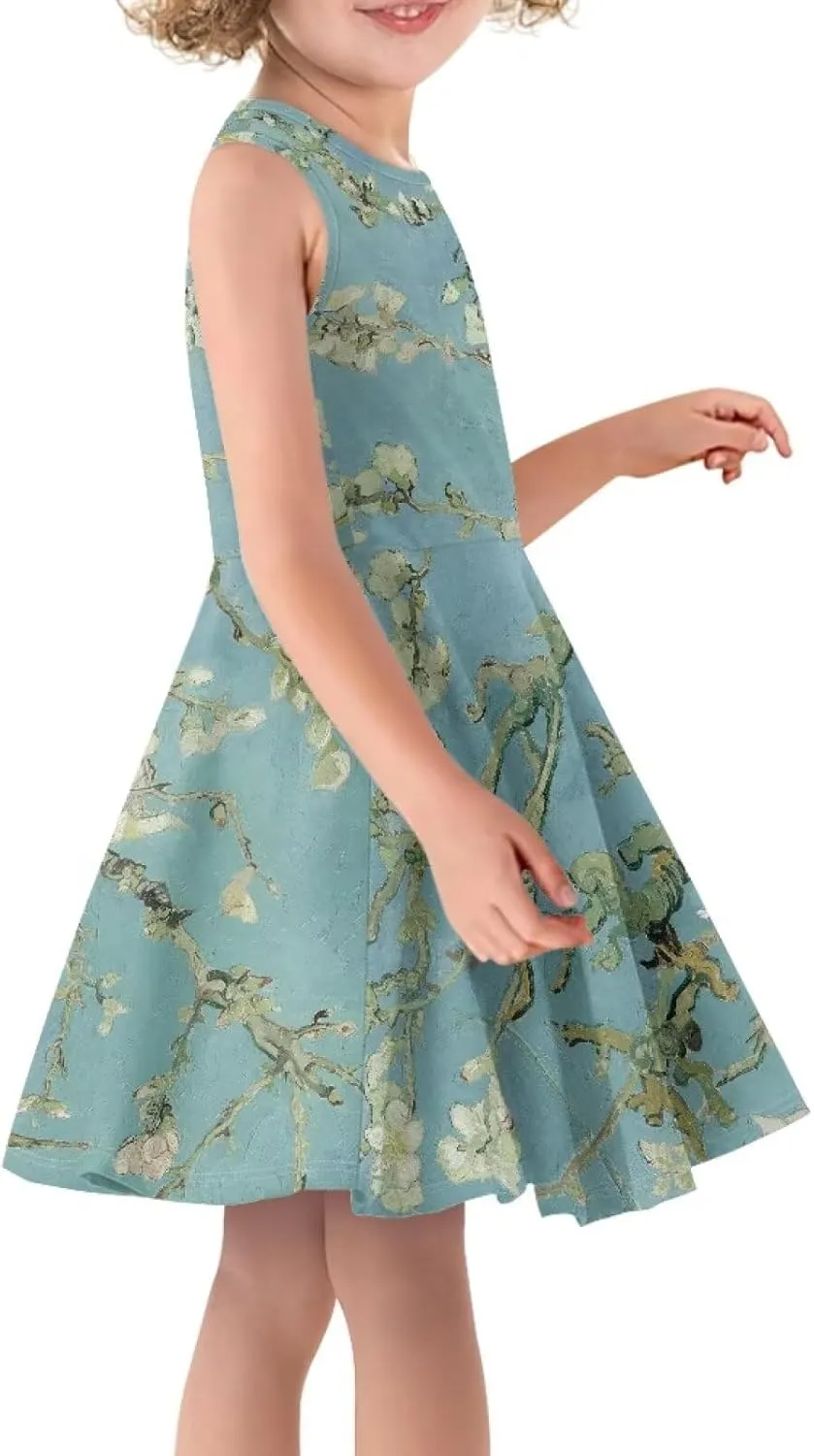 Summer Dresses Girls Elegant Sweet Midi Spring Sundresses Party Dresses Sleeveless Suitable 3-16 Years Old
