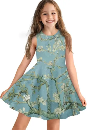 Summer Dresses Girls Elegant Sweet Midi Spring Sundresses Party Dresses Sleeveless Suitable 3-16 Years Old
