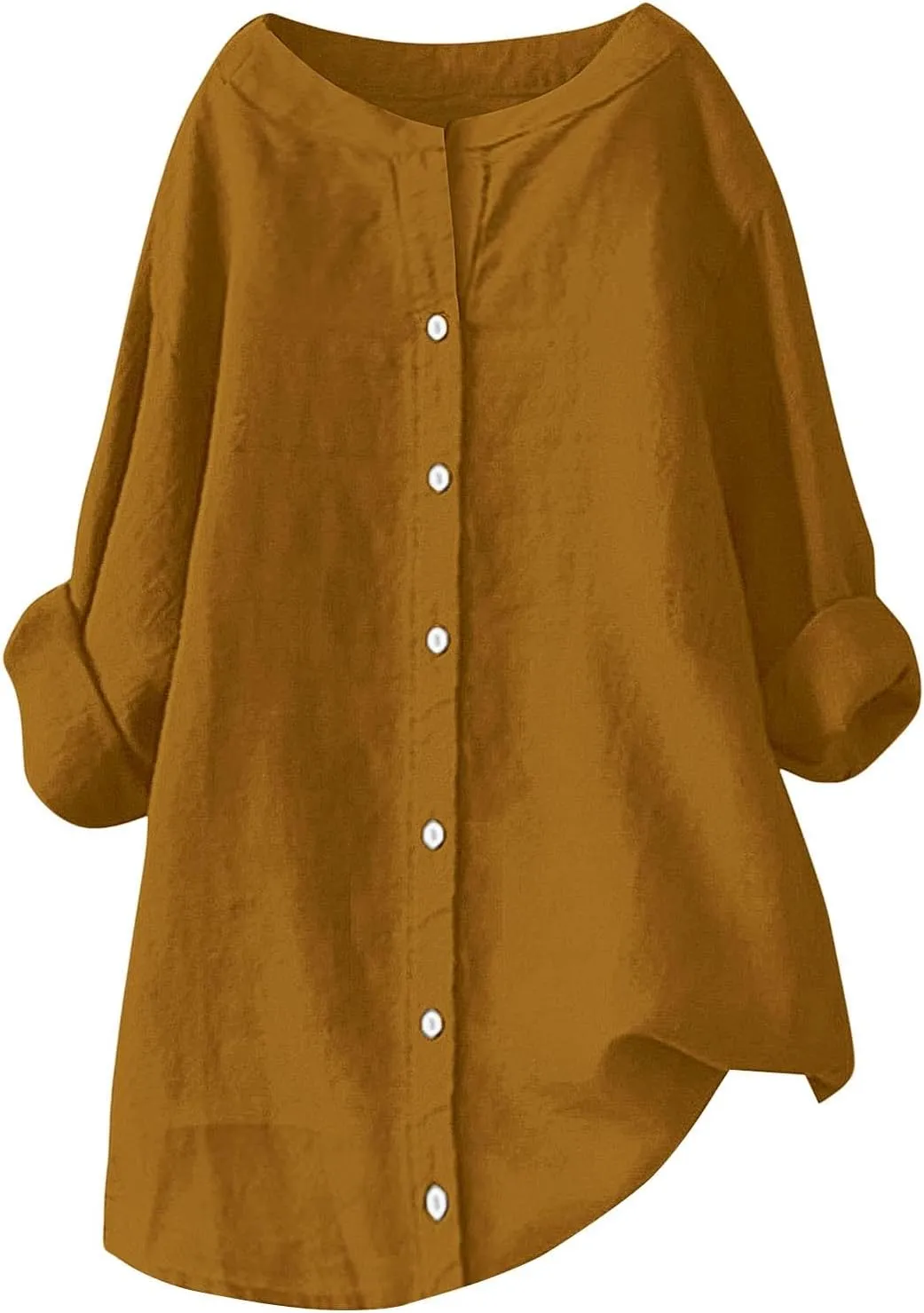 Summer Linen Shirt Women's - Classic Button Closure Short Sleeve, Versatile Office to Weekend Style