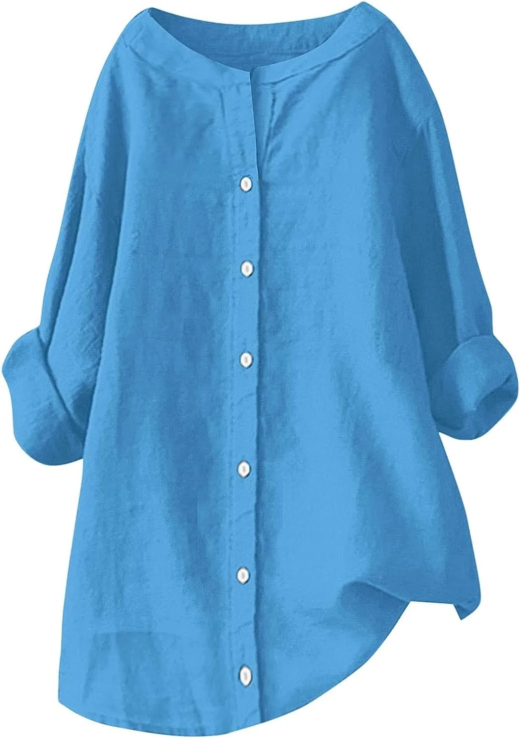 Summer Linen Shirt Women's - Classic Button Closure Short Sleeve, Versatile Office to Weekend Style