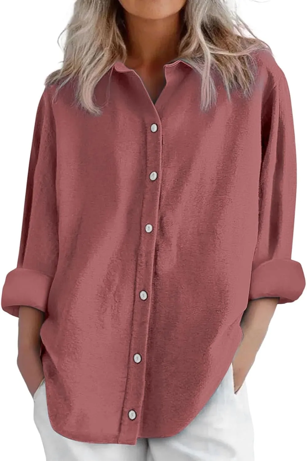 Summer Linen Shirt Women's - Classic Button Closure Short Sleeve, Versatile Office to Weekend Style