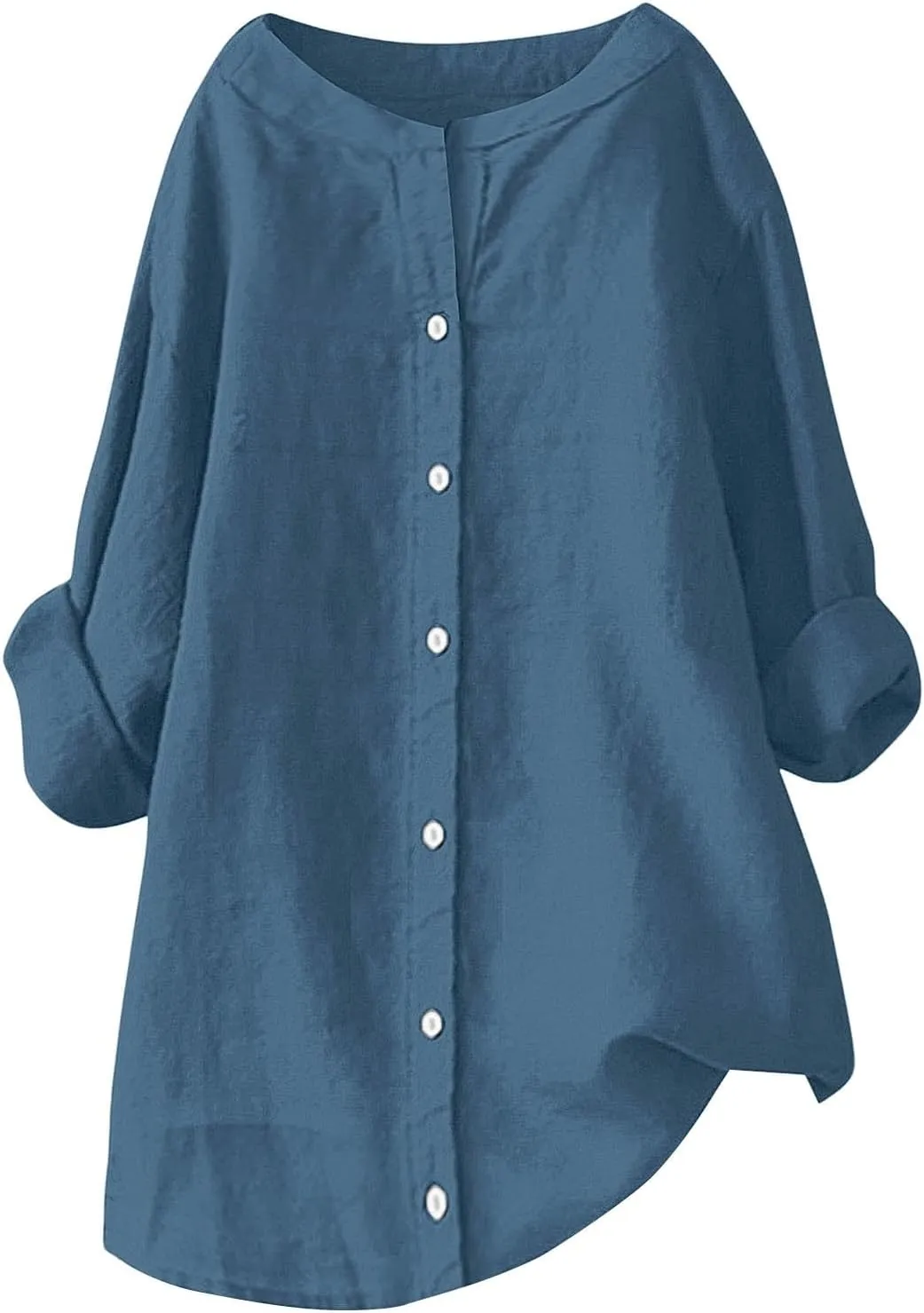 Summer Linen Shirt Women's - Classic Button Closure Short Sleeve, Versatile Office to Weekend Style
