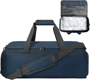 SUOCO Convertible Vacuum Garment Duffle Bags for Travel, Carry On 2 in 1 Hanging Duffel Suitcase Bag with Vacuum Compression Bag for Suit Dresse Uniform Men Women, Navy Blue