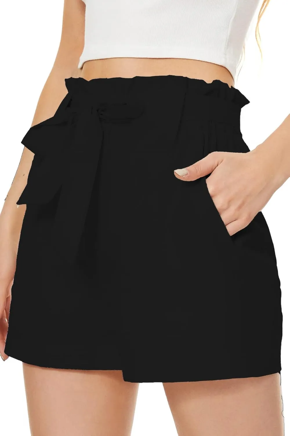 SWEET POISON Womens Bowknot Shorts for Summer Casual High Waist Beach ShortsS-2XL
