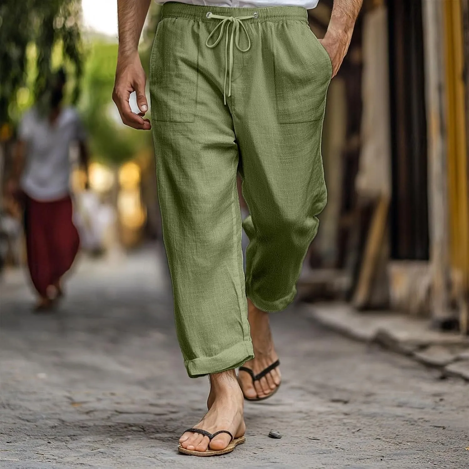 Tactical Pants for Men Active Baggy Wide Leg Tapered Long Flex Trousers Hiking Travel Summer Pants