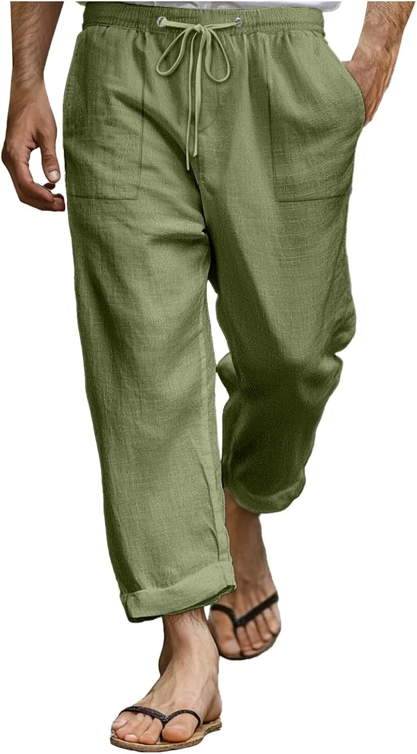 Tactical Pants for Men Active Baggy Wide Leg Tapered Long Flex Trousers Hiking Travel Summer Pants