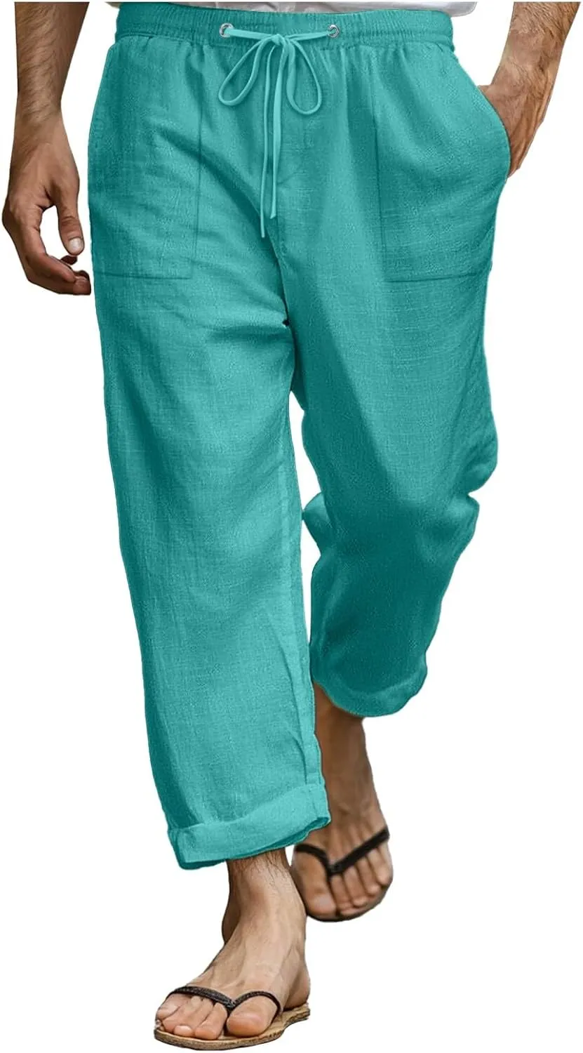 Tactical Pants for Men Active Baggy Wide Leg Tapered Long Flex Trousers Hiking Travel Summer Pants