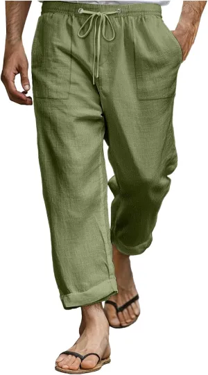Tactical Pants for Men Active Baggy Wide Leg Tapered Long Flex Trousers Hiking Travel Summer Pants