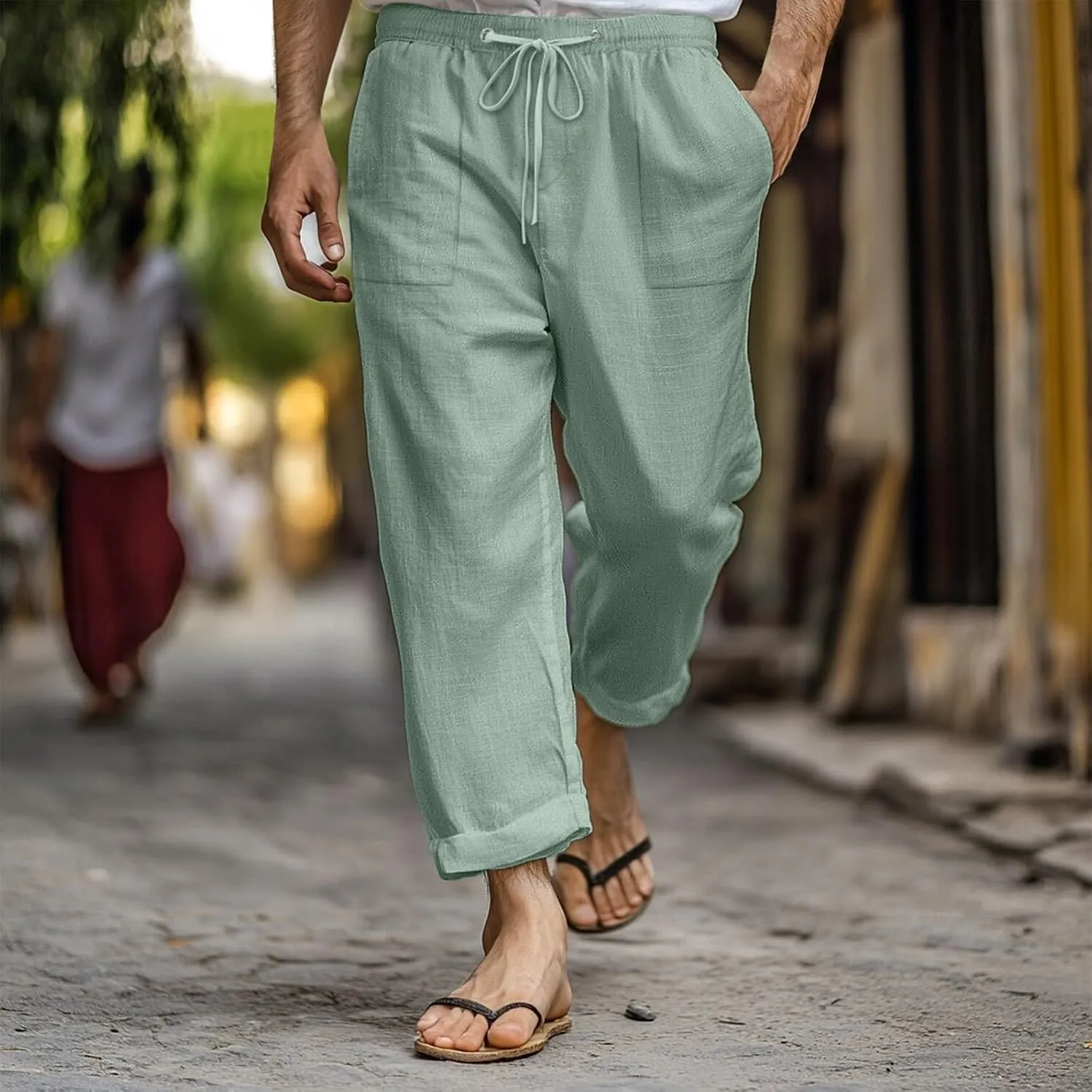 Tactical Pants for Men Active Baggy Wide Leg Tapered Long Flex Trousers Hiking Travel Summer Pants