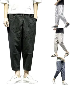 Tactical Pants for Men Linen Loose Yoga Casual Relaxed Fit Workout Trousers Outdoor Hiking Golf Pants