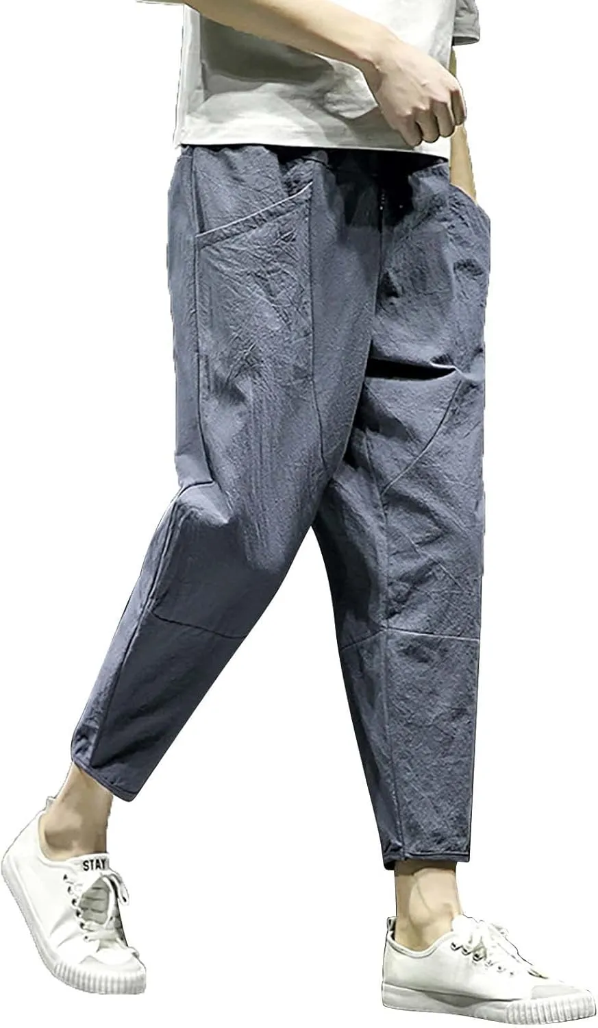 Tactical Pants for Men Linen Loose Yoga Casual Relaxed Fit Workout Trousers Outdoor Hiking Golf Pants