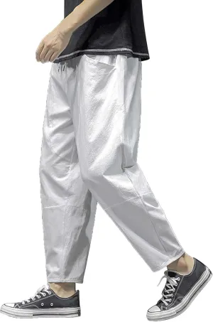 Tactical Pants for Men Linen Loose Yoga Casual Relaxed Fit Workout Trousers Outdoor Hiking Golf Pants