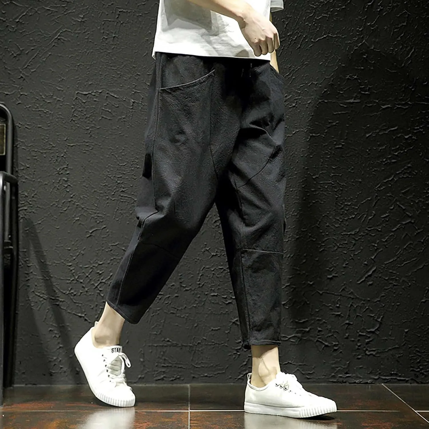 Tactical Pants for Men Linen Loose Yoga Casual Relaxed Fit Workout Trousers Outdoor Hiking Golf Pants