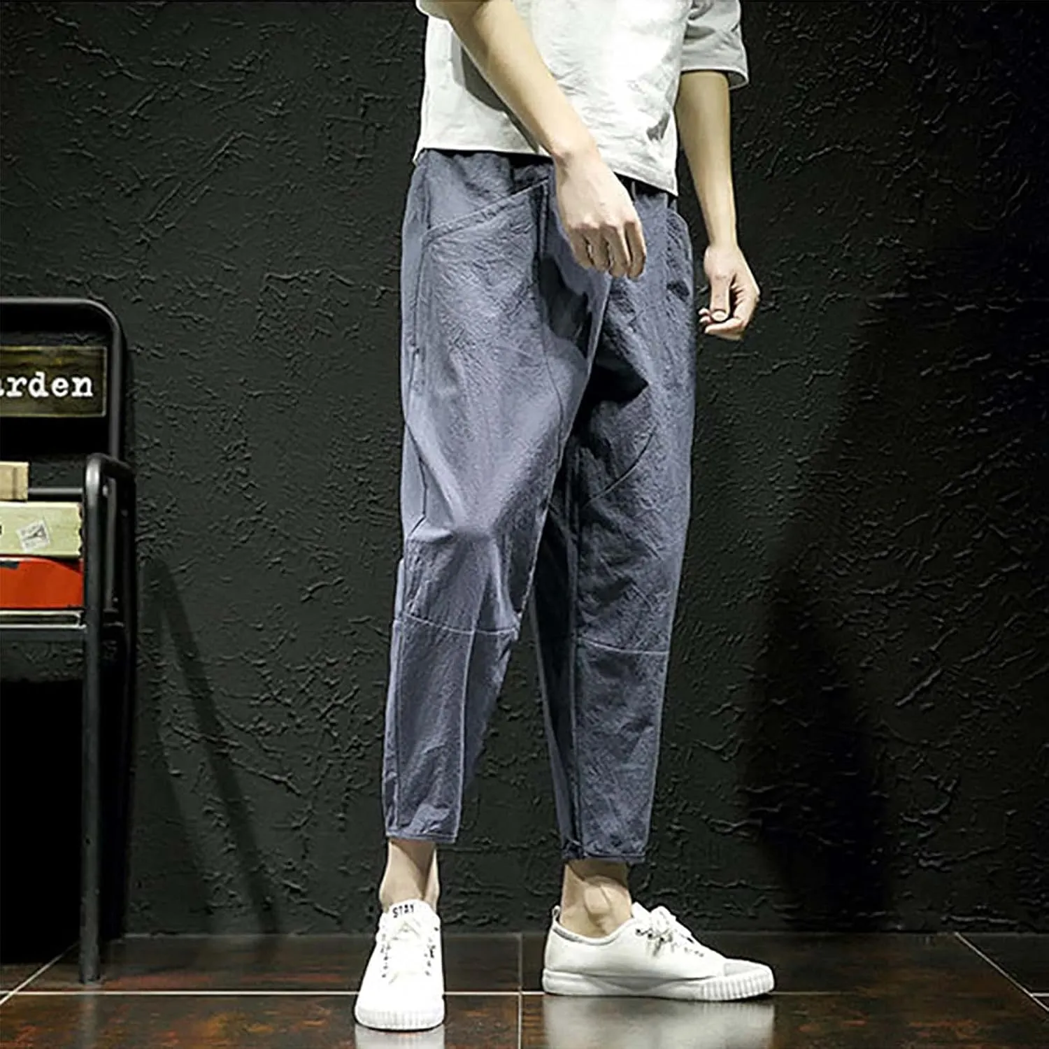 Tactical Pants for Men Linen Loose Yoga Casual Relaxed Fit Workout Trousers Outdoor Hiking Golf Pants