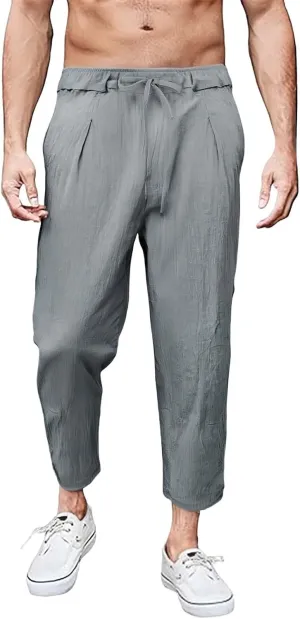 Tactical Pants for Men Quick Dry Cotton Linen Flex Beach Jogging Trousers Travel Hiking Summer Pants