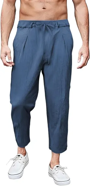 Tactical Pants for Men Quick Dry Cotton Linen Flex Beach Jogging Trousers Travel Hiking Summer Pants