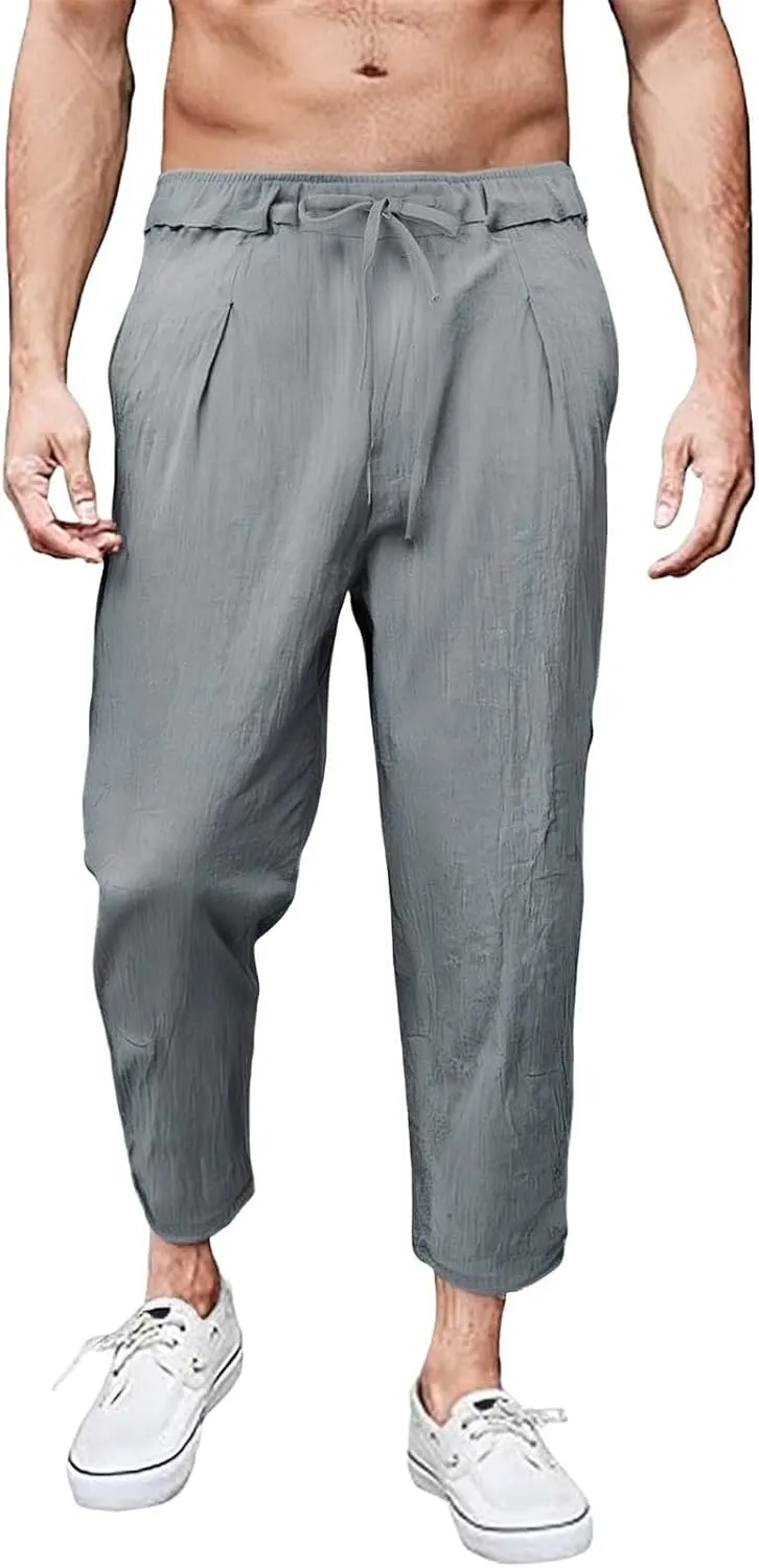 Tactical Pants for Men Quick Dry Cotton Linen Flex Beach Jogging Trousers Travel Hiking Summer Pants
