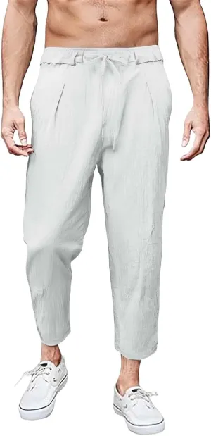 Tactical Pants for Men Quick Dry Cotton Linen Flex Beach Jogging Trousers Travel Hiking Summer Pants