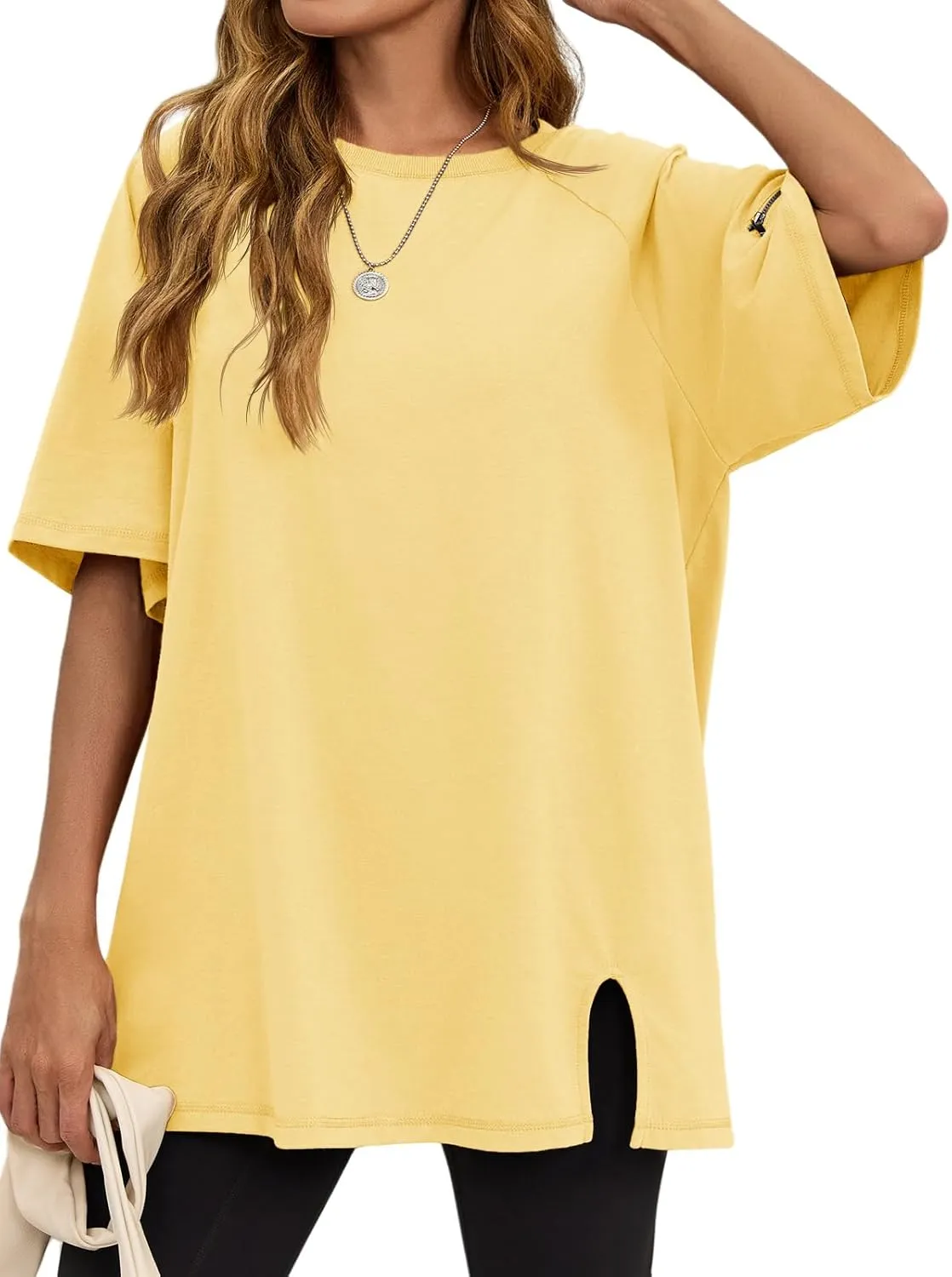 Tankaneo Womens Oversized Workout Tshirts Split Hem Raglan Short Sleeve Tops Summer Casual Loose Fit Tee Shirt