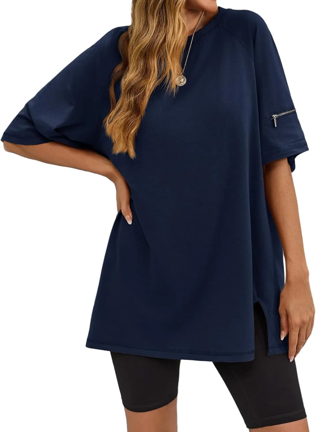 Tankaneo Womens Oversized Workout Tshirts Split Hem Raglan Short Sleeve Tops Summer Casual Loose Fit Tee Shirt