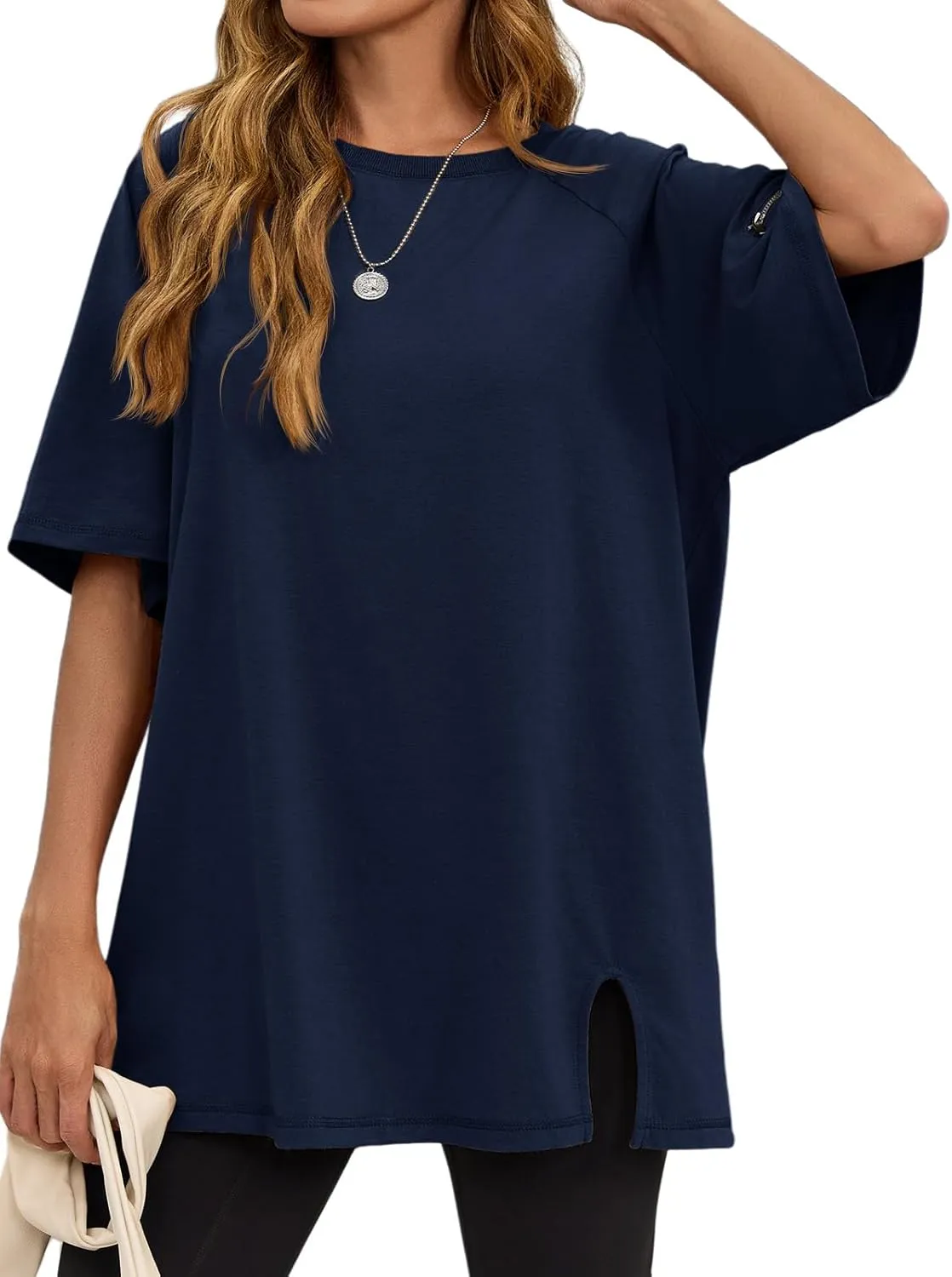 Tankaneo Womens Oversized Workout Tshirts Split Hem Raglan Short Sleeve Tops Summer Casual Loose Fit Tee Shirt