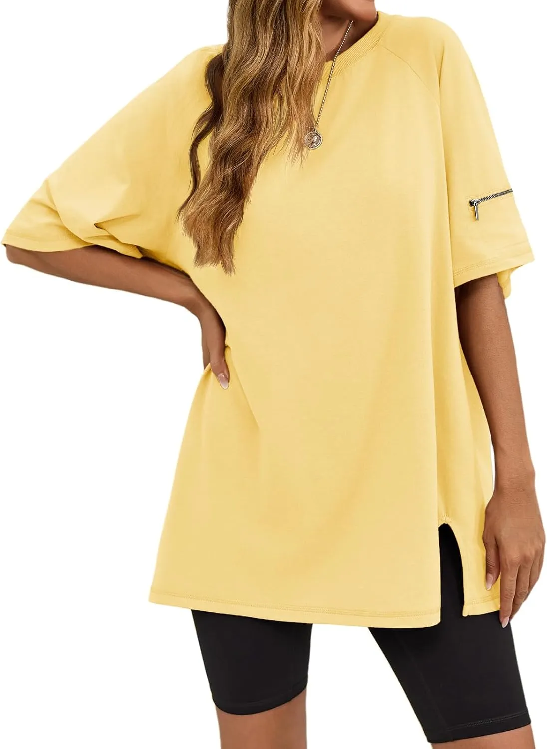 Tankaneo Womens Oversized Workout Tshirts Split Hem Raglan Short Sleeve Tops Summer Casual Loose Fit Tee Shirt