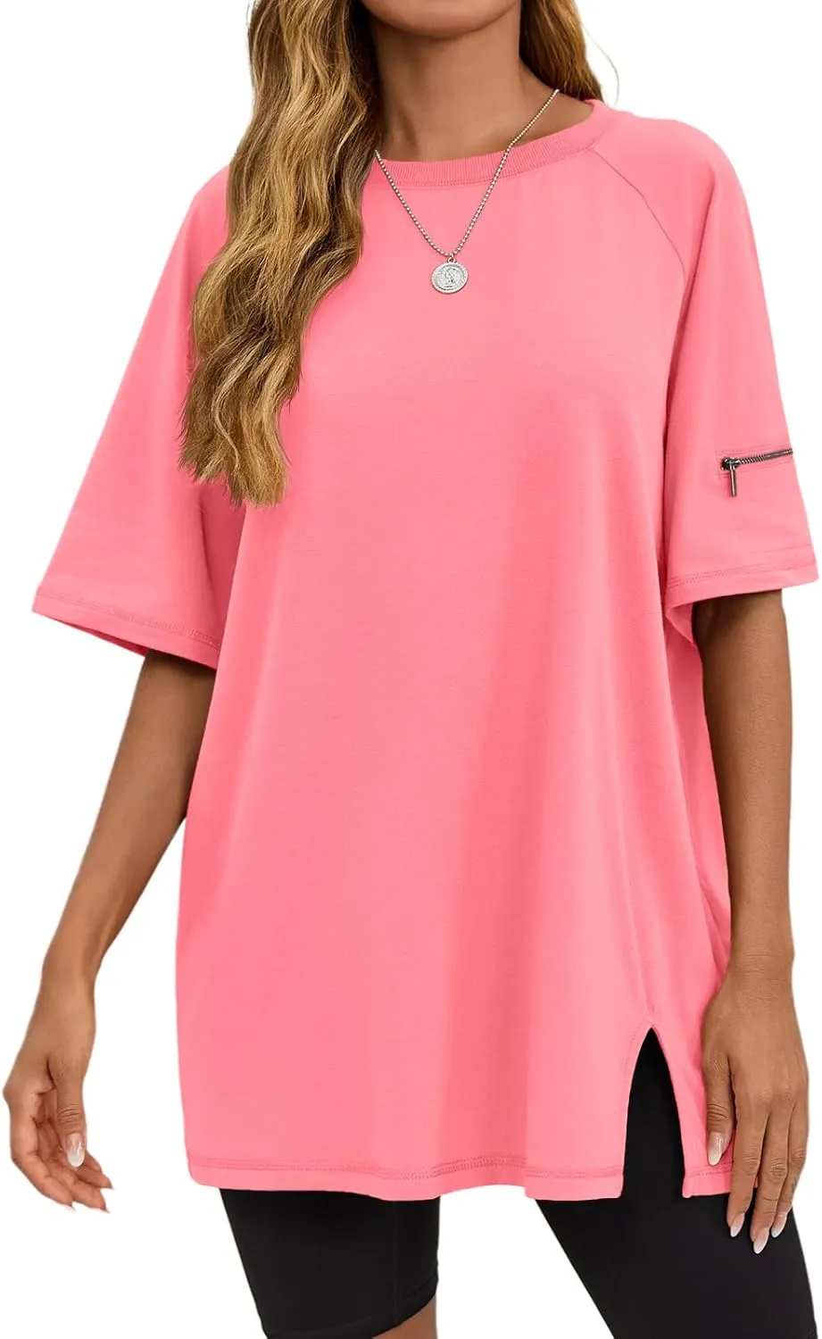 Tankaneo Womens Oversized Workout Tshirts Split Hem Raglan Short Sleeve Tops Summer Casual Loose Fit Tee Shirt