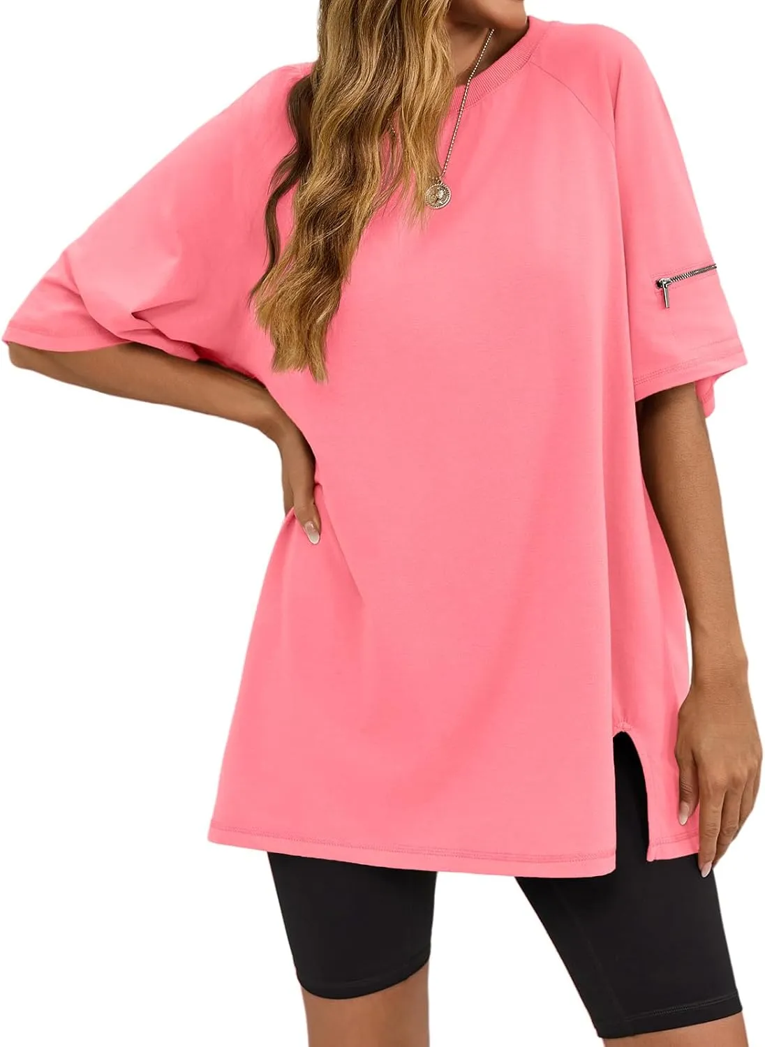 Tankaneo Womens Oversized Workout Tshirts Split Hem Raglan Short Sleeve Tops Summer Casual Loose Fit Tee Shirt