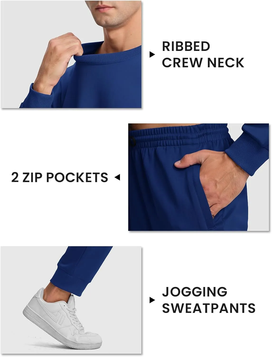 TBMPOY Mens Sweatsuits 2 Piece Set Tracksuits Jogging Outfits Long Sleeve Tops Jogger Pants Sweat Track Suits Casual Athletic