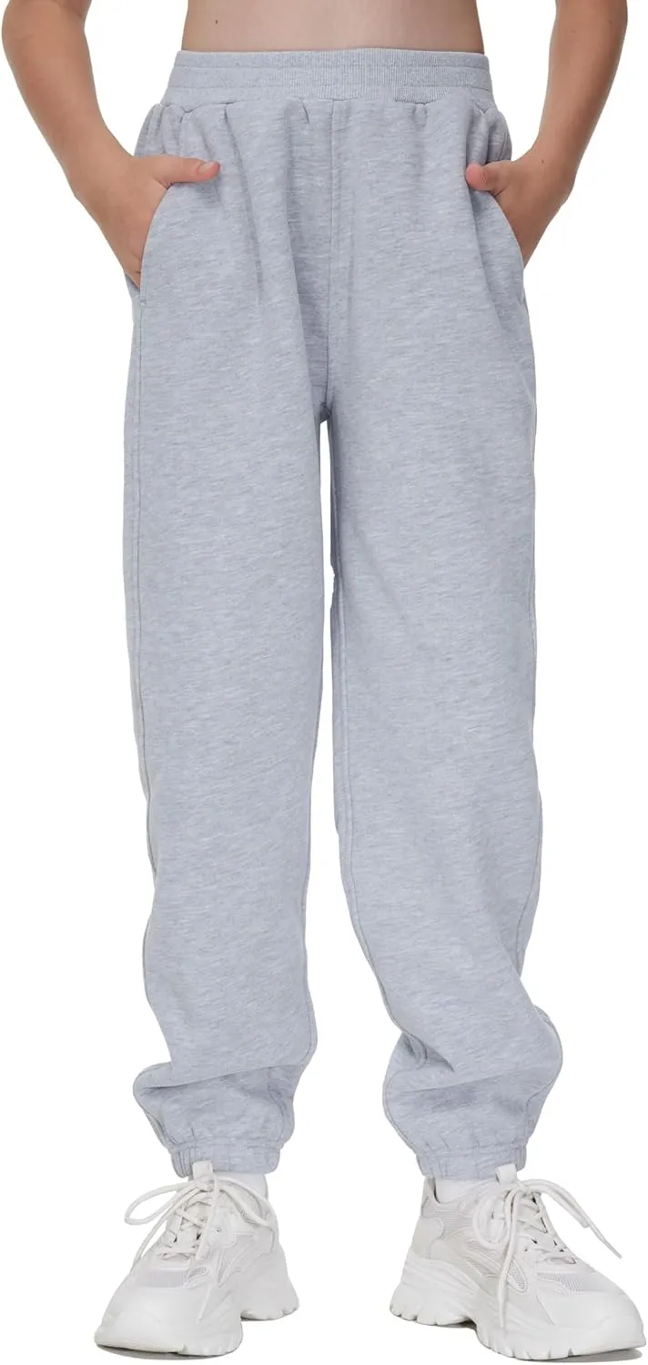 THE GYM PEOPLE Girl's Fleece Tapered Workout Sweatpants Warm Soft Athletic Joggers Pants with Pockets
