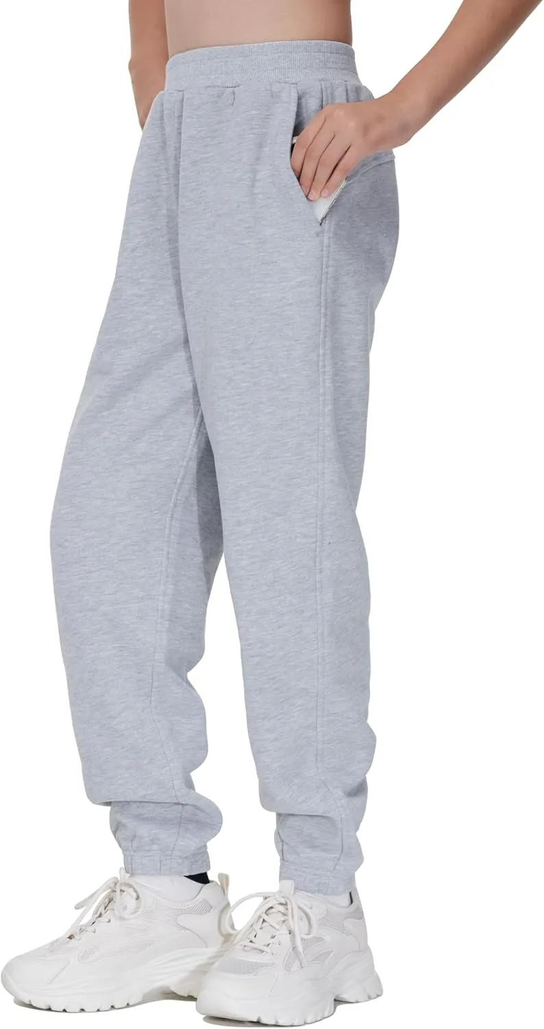 THE GYM PEOPLE Girl's Fleece Tapered Workout Sweatpants Warm Soft Athletic Joggers Pants with Pockets