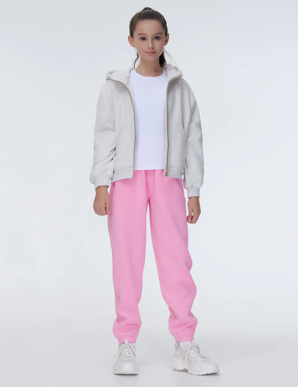 THE GYM PEOPLE Girl's Fleece Tapered Workout Sweatpants Warm Soft Athletic Joggers Pants with Pockets