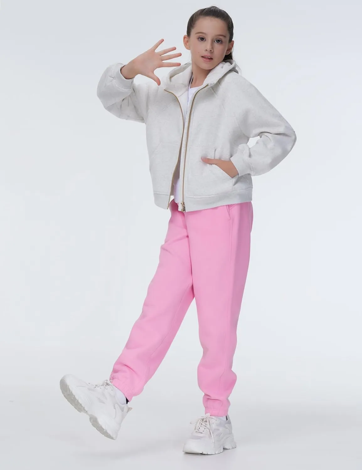 THE GYM PEOPLE Girl's Fleece Tapered Workout Sweatpants Warm Soft Athletic Joggers Pants with Pockets